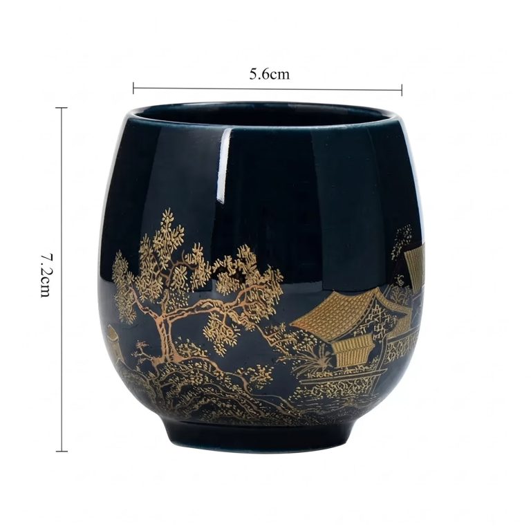 Tasse-a-the-japonaise-yunomi-avec-motifs-de-paysage-dore-et-finition-brillante-picture-1-2