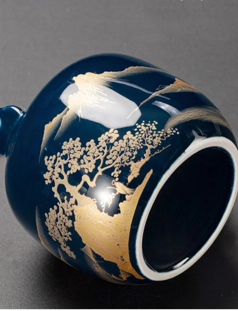 Tasse-a-the-japonaise-yunomi-avec-motifs-de-paysage-dore-et-finition-brillante-picture-6