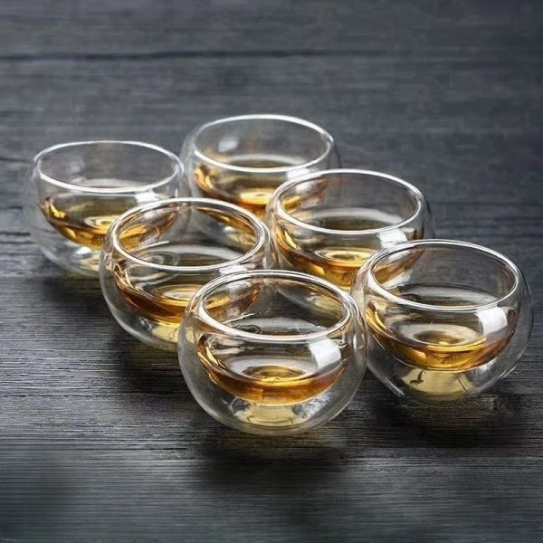 Tasse transparente à double paroi en verre pour la dégustation de thé et boissons chaudes