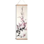 Tenture-murale-zen-a-motifs-de-branches-de-cerisier-sur-toile-suspendue-sakura-picture-2