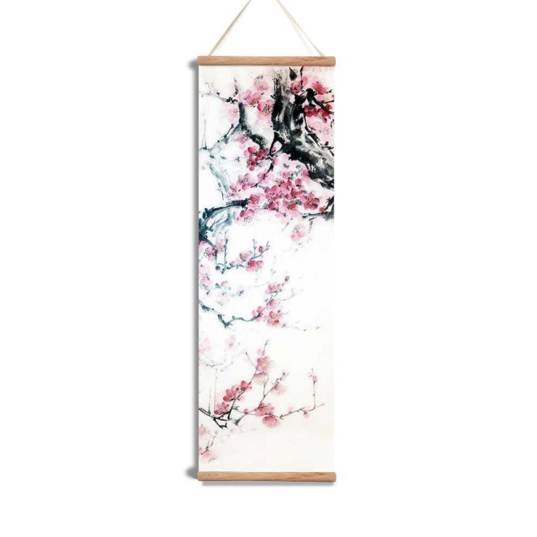 Tenture-murale-zen-a-motifs-de-branches-de-cerisier-sur-toile-suspendue-sakura-picture-3