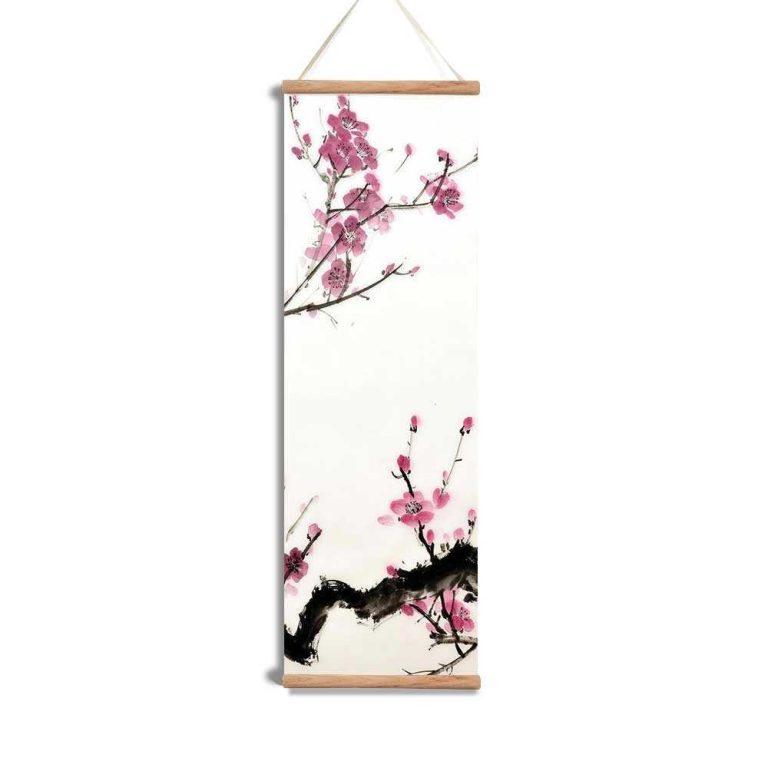 Tenture-murale-zen-a-motifs-de-branches-de-cerisier-sur-toile-suspendue-sakura-picture-4