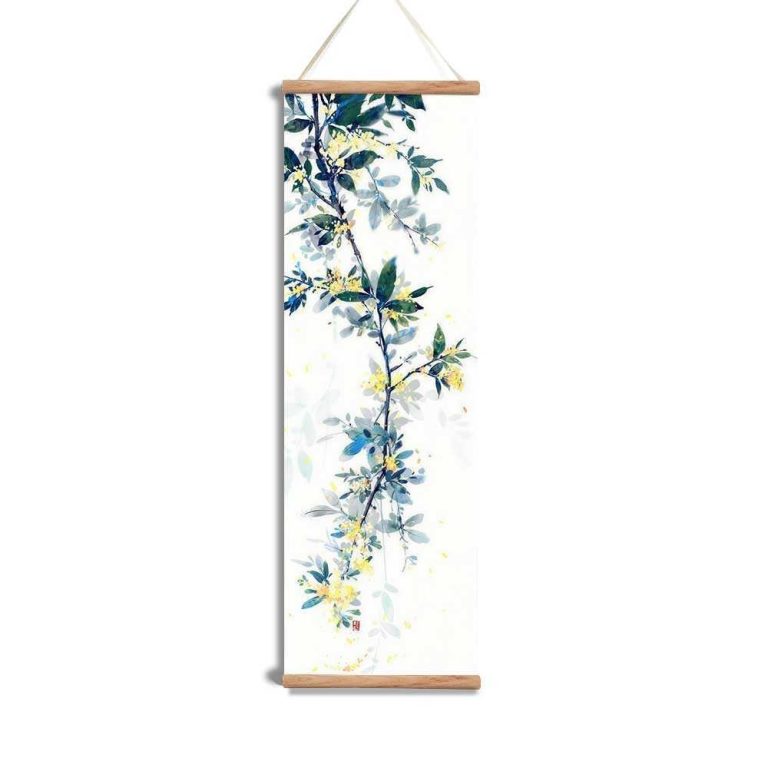Tenture-murale-zen-a-motifs-de-branches-de-cerisier-sur-toile-suspendue-sakura-picture-5