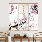Tenture-murale-zen-a-motifs-de-branches-de-cerisier-sur-toile-suspendue-sakura-picture-6