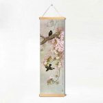 Toile-verticale-lotus-et-fleurs-avec-cadre-en-bois-pour-decoration-zen-picture-3