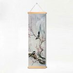 Toile-verticale-lotus-et-fleurs-avec-cadre-en-bois-pour-decoration-zen-picture-6