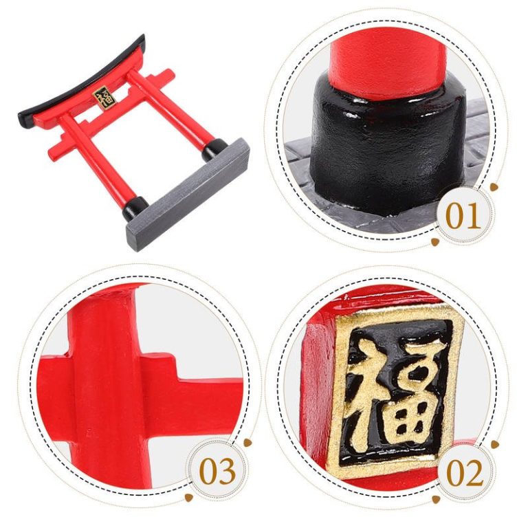 Torii-japonais-miniature-en-resine-rouge-et-noir-avec-plaque-doree-picture-3