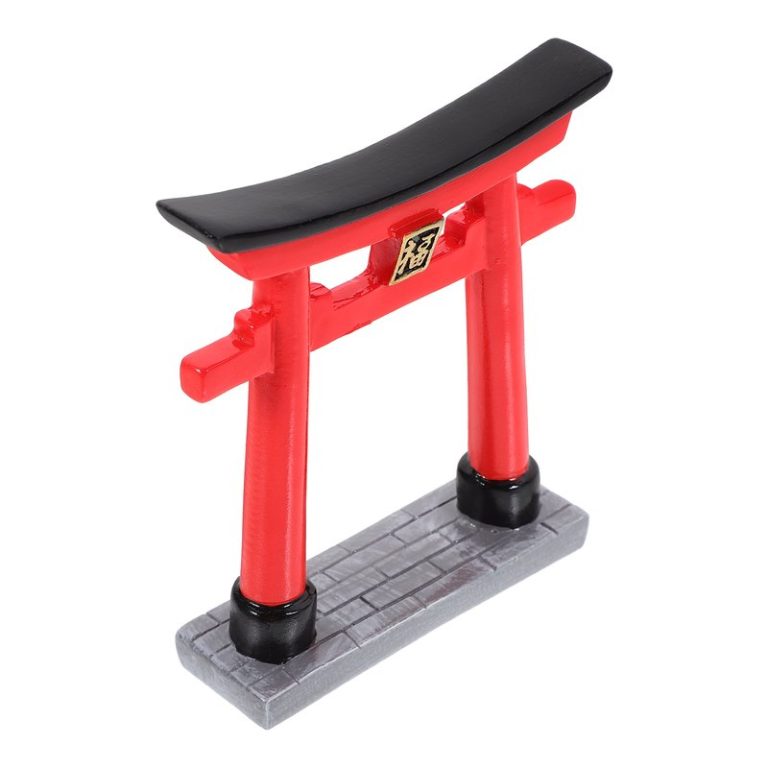 Torii-japonais-miniature-en-resine-rouge-et-noir-avec-plaque-doree-picture-4