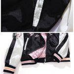 Veste bomber style japonais sukajan avec broderies florales et finitions teddy réversible