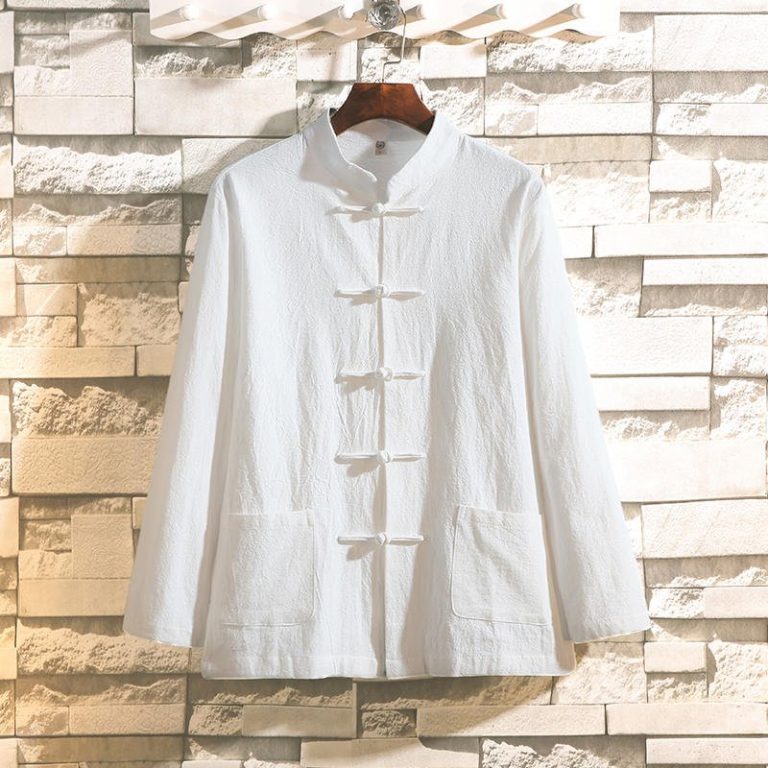 Veste-col-mao-homme-a-manches-longues-avec-brandebourgs-et-poches-plaquees-picture-3