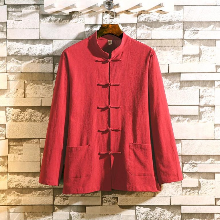 Veste-col-mao-homme-a-manches-longues-avec-brandebourgs-et-poches-plaquees-picture-5