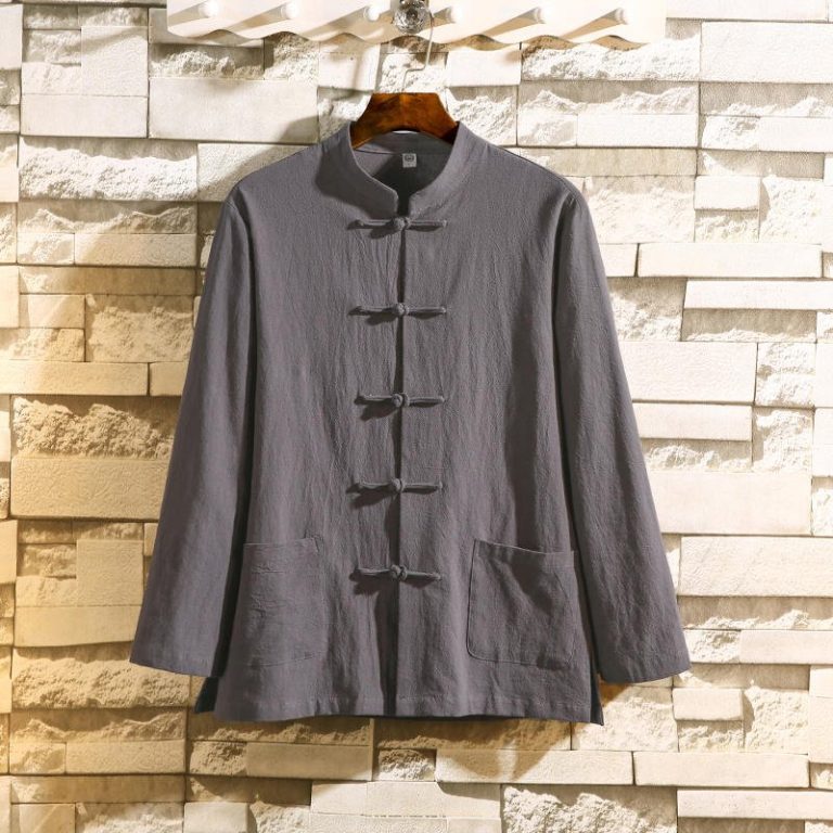 Veste-col-mao-homme-a-manches-longues-avec-brandebourgs-et-poches-plaquees-picture-6