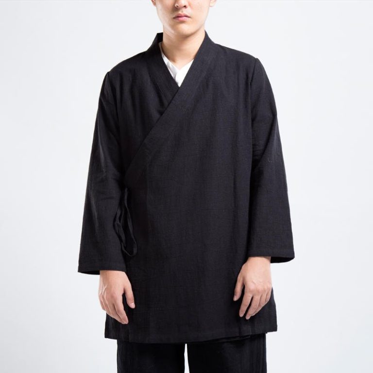 Veste-de-meditation-croisee-coton-lin-style-traditionnel-japonais-picture-3