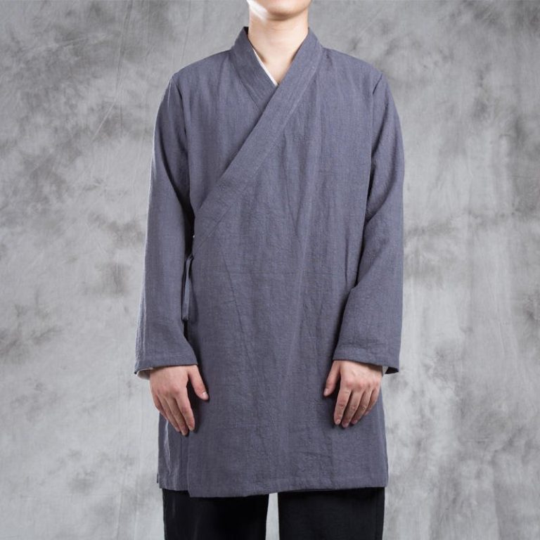 Veste-de-meditation-croisee-coton-lin-style-traditionnel-japonais-picture-5