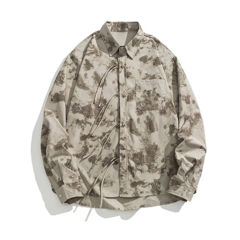 Veste-surchemise-homme-style-chinois-a-motif-tie-dye-et-cordons-picture-1
