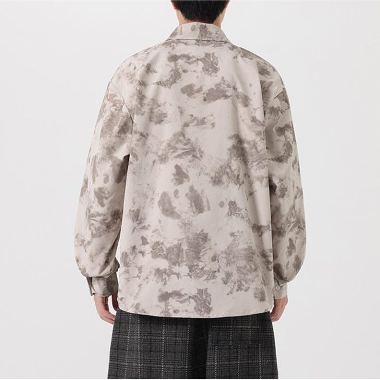Veste-surchemise-homme-style-chinois-a-motif-tie-dye-et-cordons-picture-5