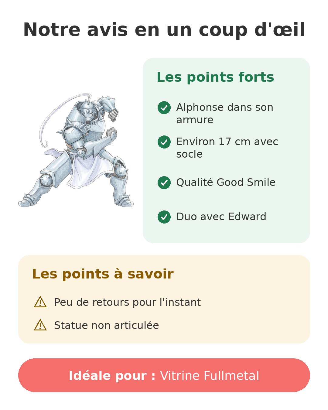 Figurine Fullmetal Alchemist Alphonse dans son armure de 17 cm Notre avis en un coup d'œil sur Alphonse Pop Up