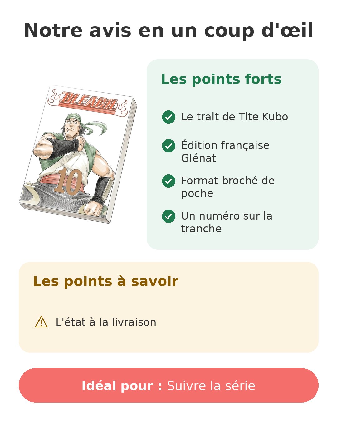 Notre avis en un coup d'œil sur Bleach T10