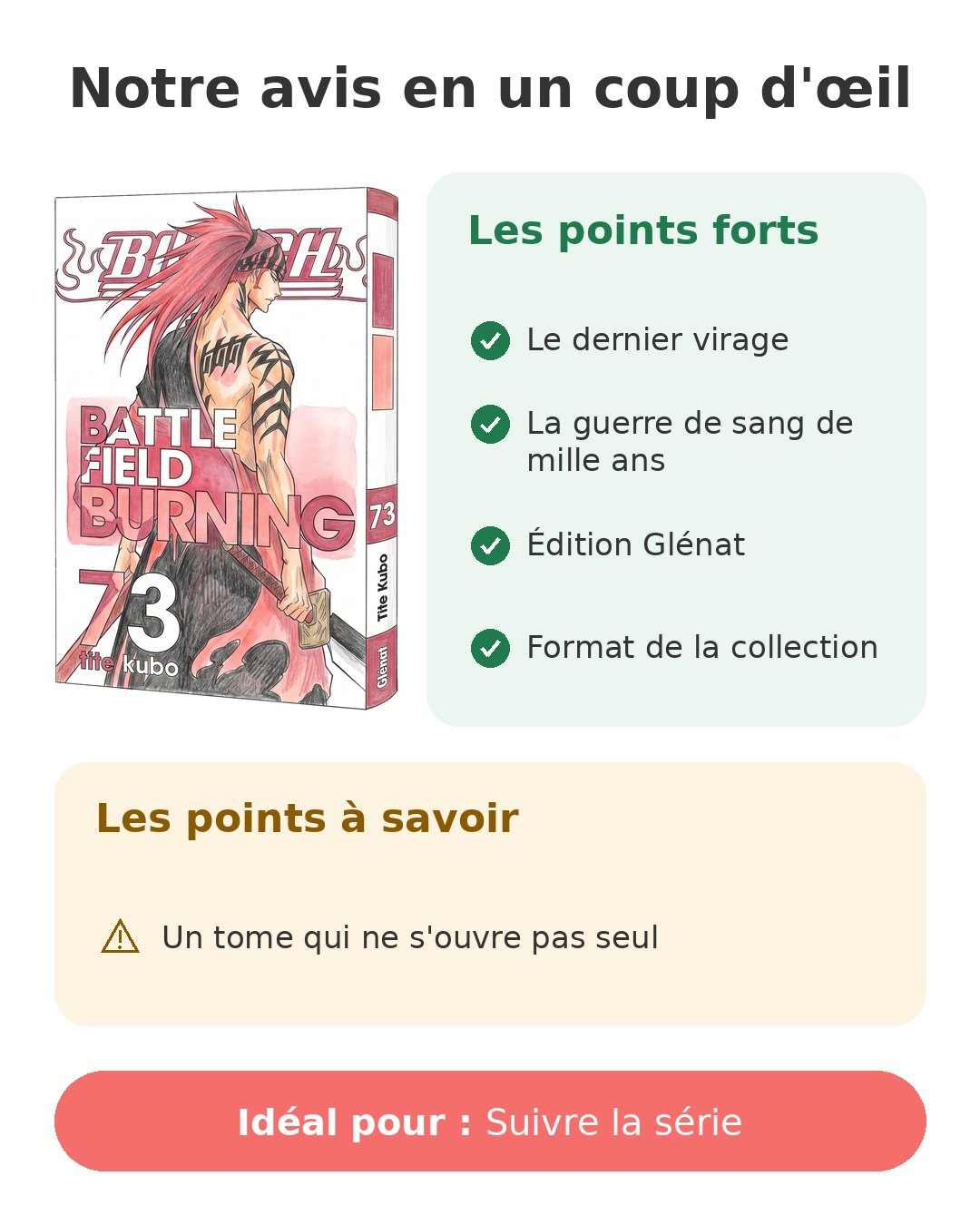 Notre avis en un coup d'œil sur Bleach T73