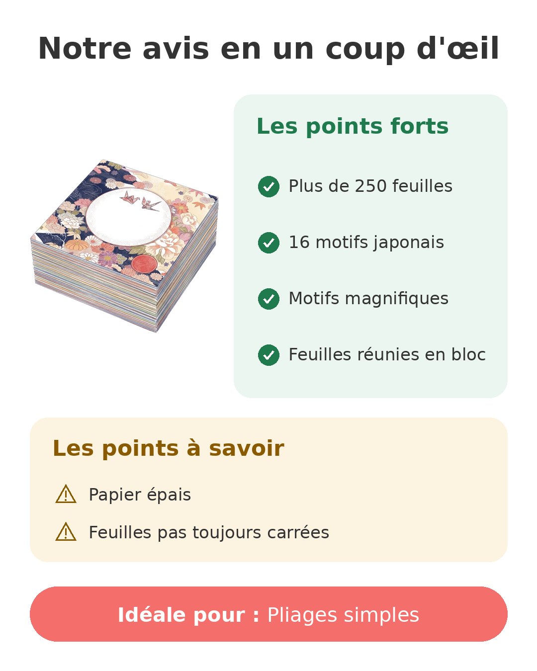 Notre avis en un coup d'œil sur Bloc origami japonais