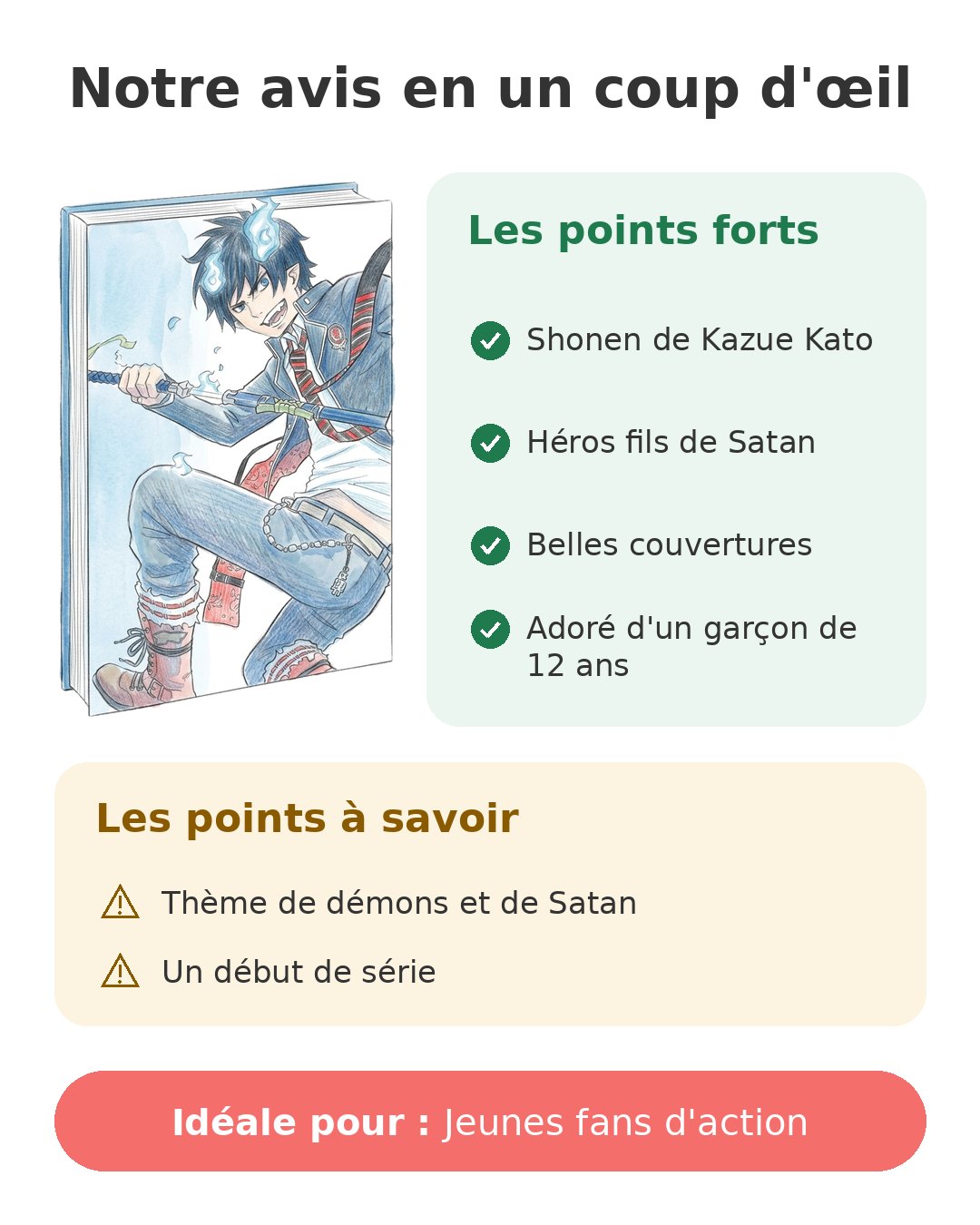 Blue Exorcist - Tome 1 Notre avis en un coup d'œil sur Blue Exorcist tome 1