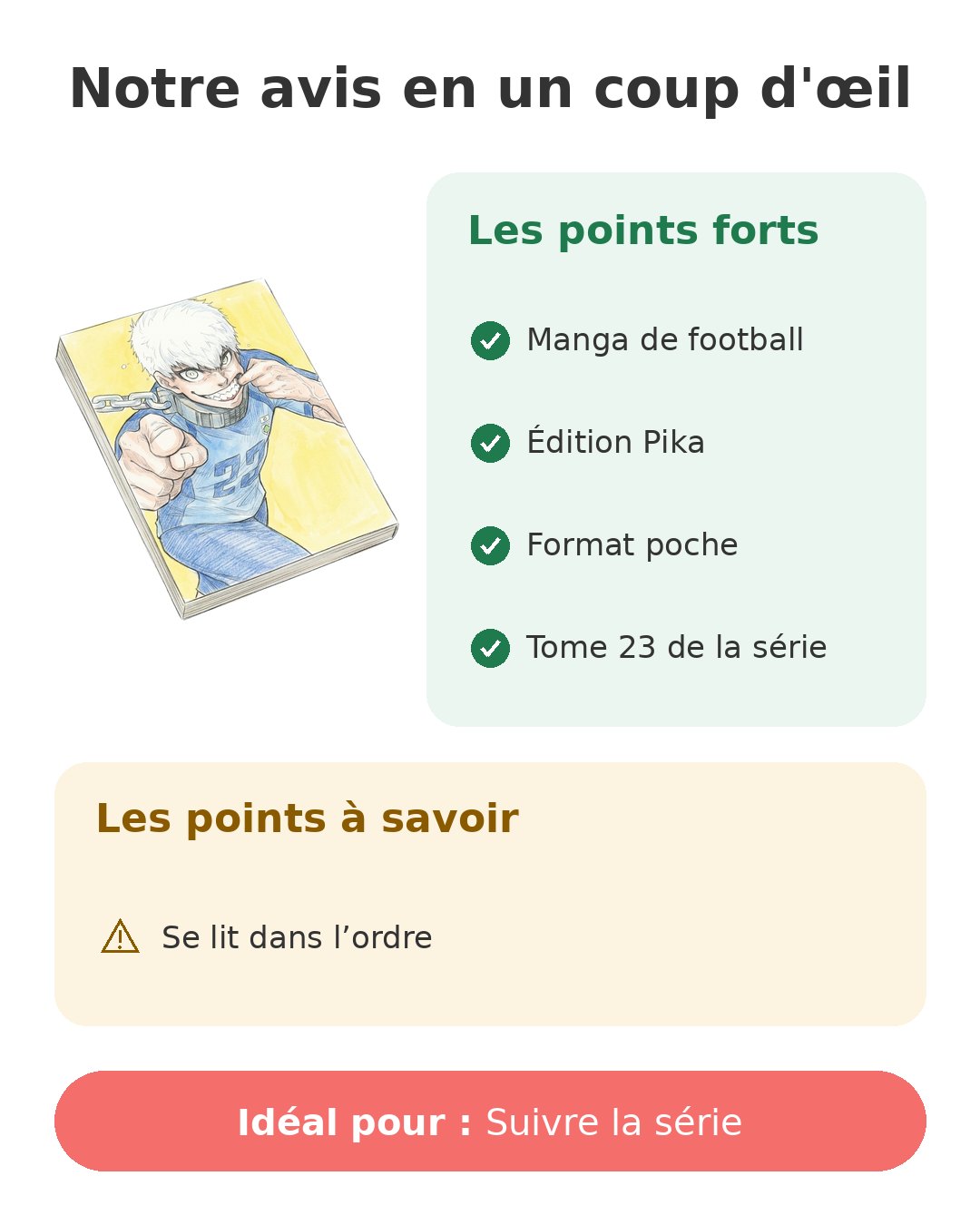 Notre avis en un coup d'œil sur Blue Lock T23