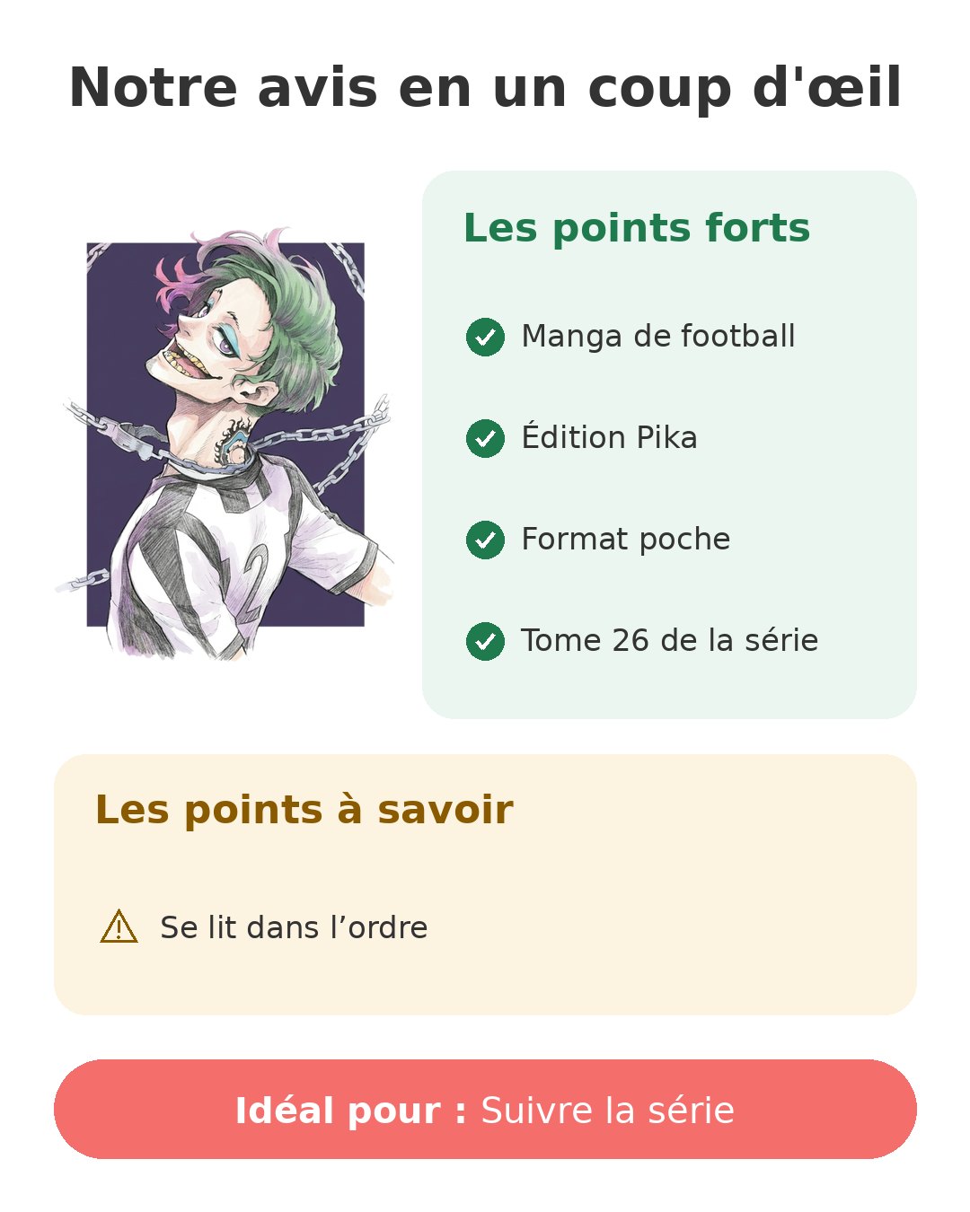 Notre avis en un coup d'œil sur Blue Lock T26