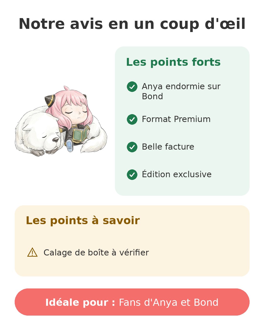 Notre avis en un coup d'œil sur Pop Anya et Bond