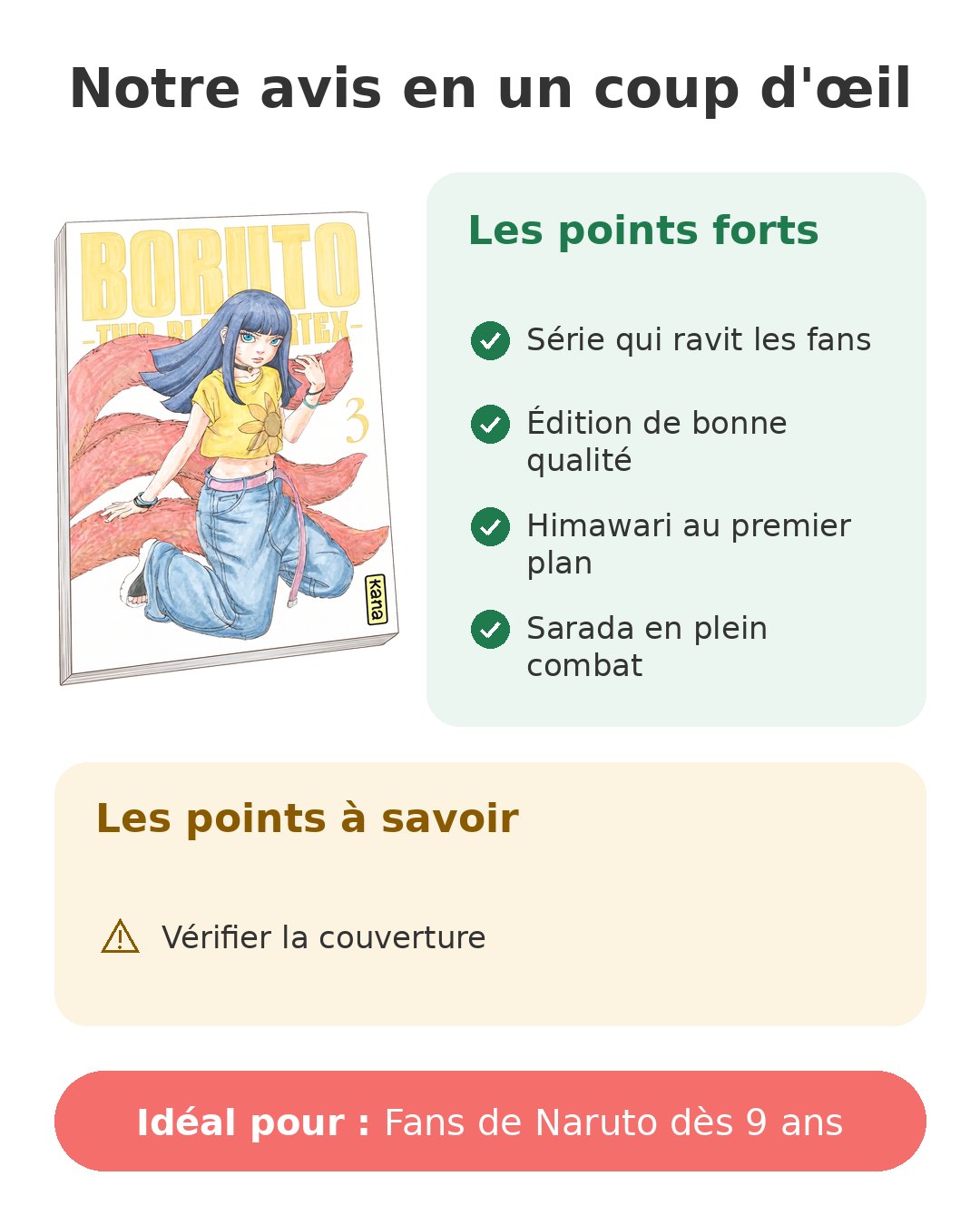 Notre avis en un coup d'œil sur Boruto TBV T3