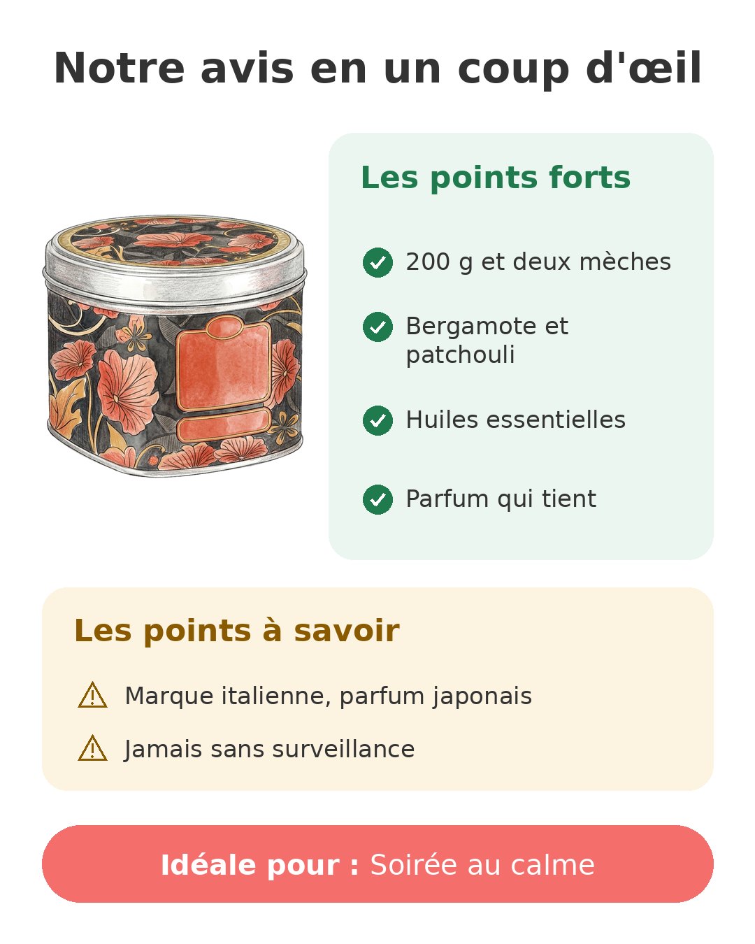 Notre avis en un coup d'œil sur Bougie Tesori 200 g