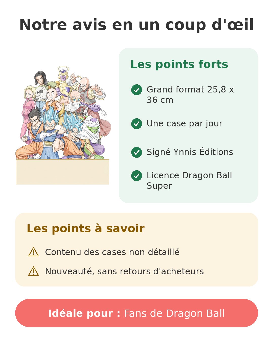 Notre avis en un coup d'œil sur Calendrier Dragon Ball