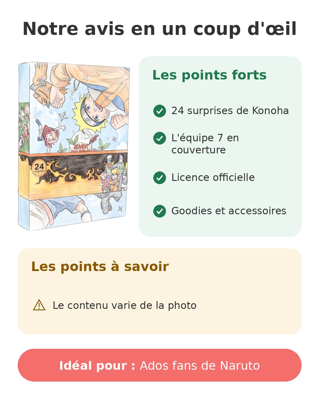 Notre avis en un coup d'œil sur Avent Naruto 2025