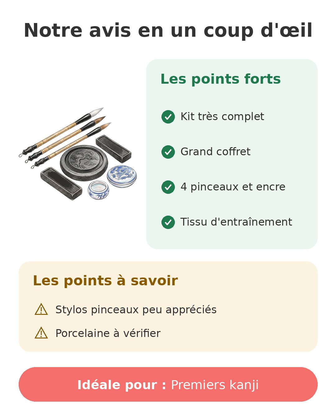 Notre avis en un coup d'œil sur Kit calligraphie kanji