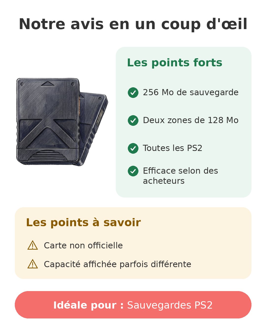 Notre avis en un coup d'œil sur Carte mémoire PS2