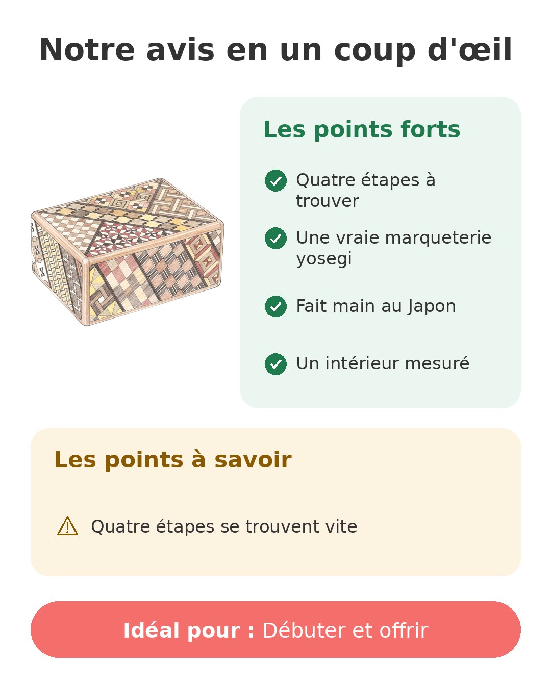 Notre avis en un coup d'œil sur Coffret Yosegi 4