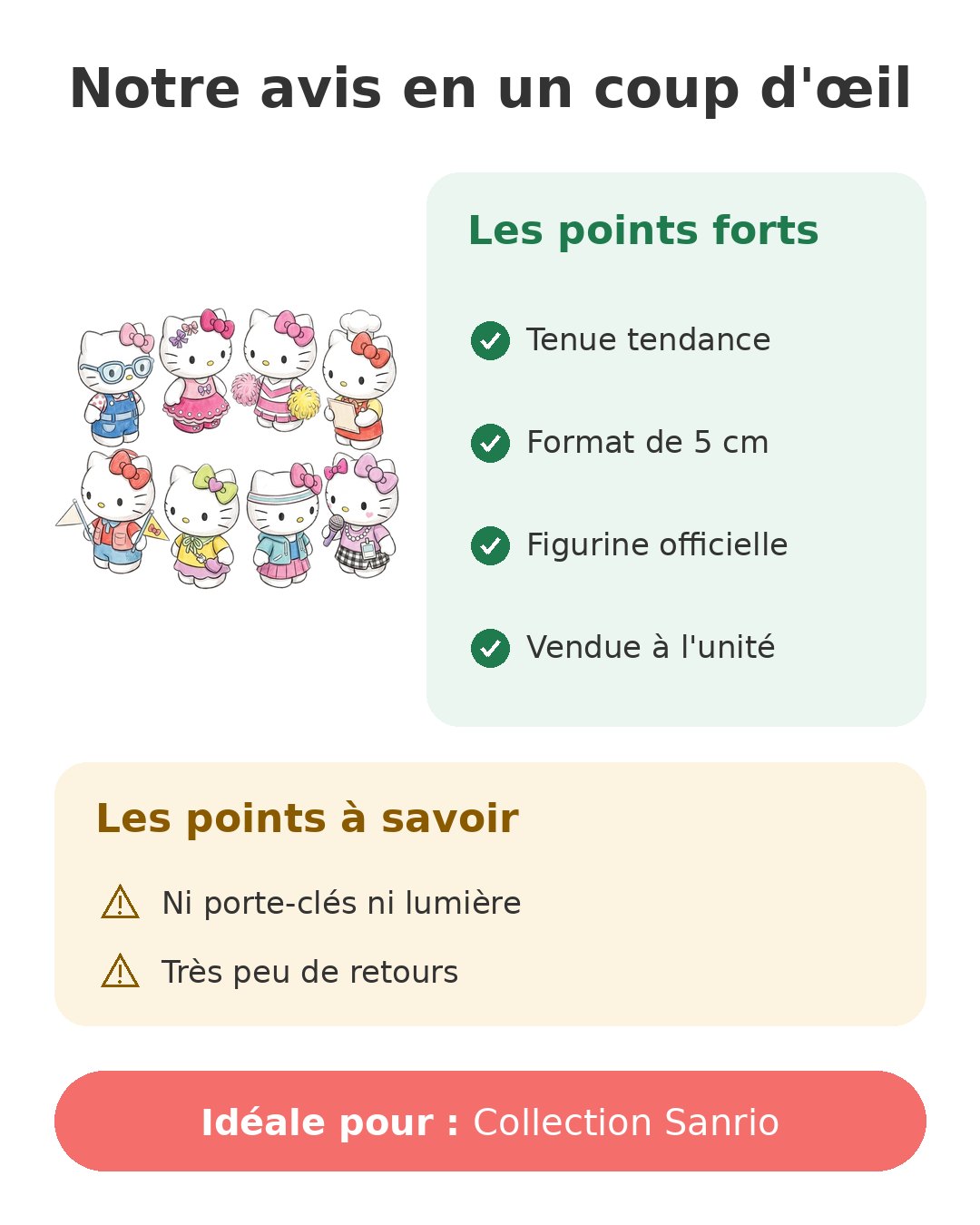 Notre avis en un coup d'œil sur Mini Hello Kitty 5 cm