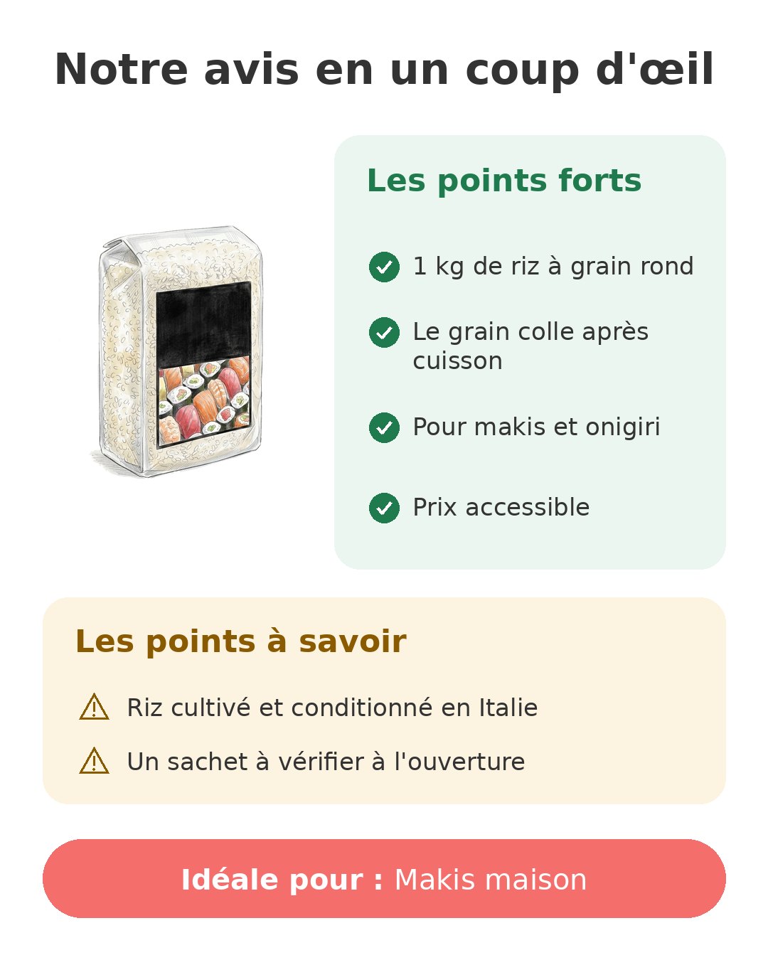 Notre avis en un coup d'œil sur Riz à sushi 1 kg