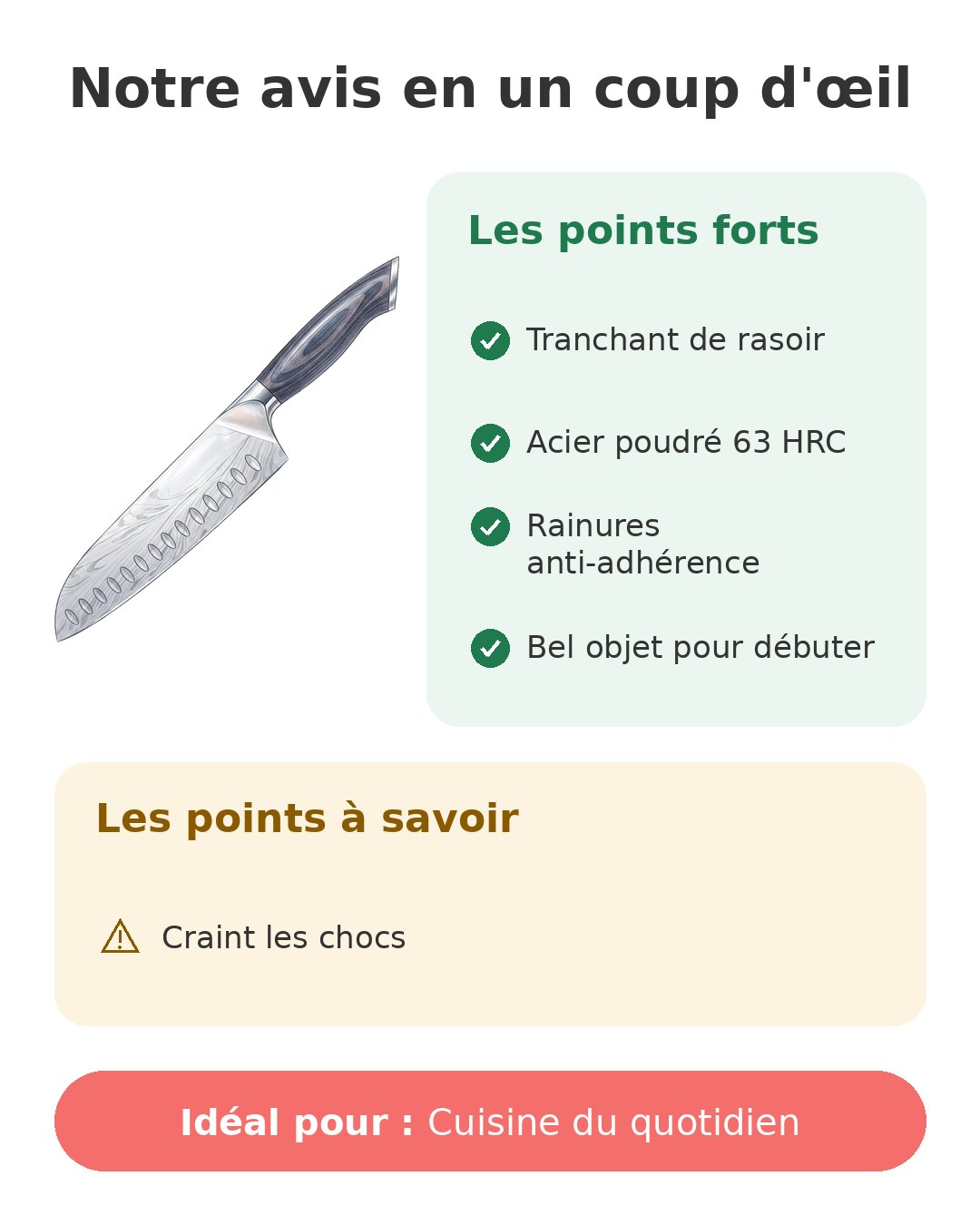 Couteau de cuisine SHAN ZU en acier poudré Notre avis en un coup d'œil sur Santoku SHAN ZU