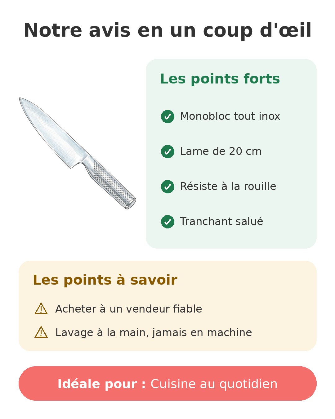 Notre avis en un coup d'œil sur Couteau Global G2