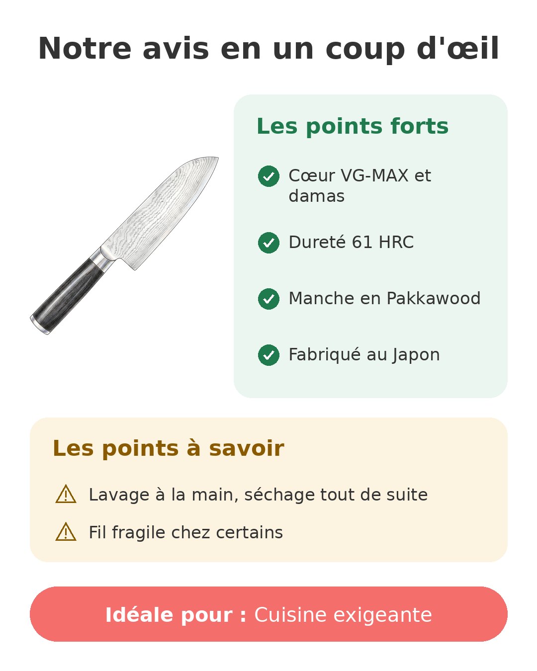 Notre avis en un coup d'œil sur Santoku Kai Shun