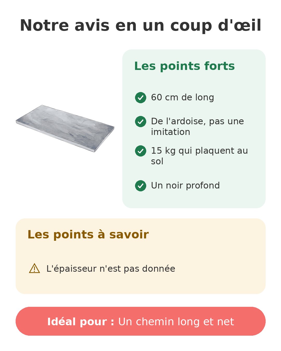 Notre avis en un coup d'œil sur Dalle ardoise