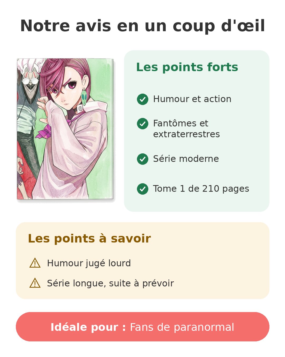 Notre avis en un coup d'œil sur Dandadan tome 1