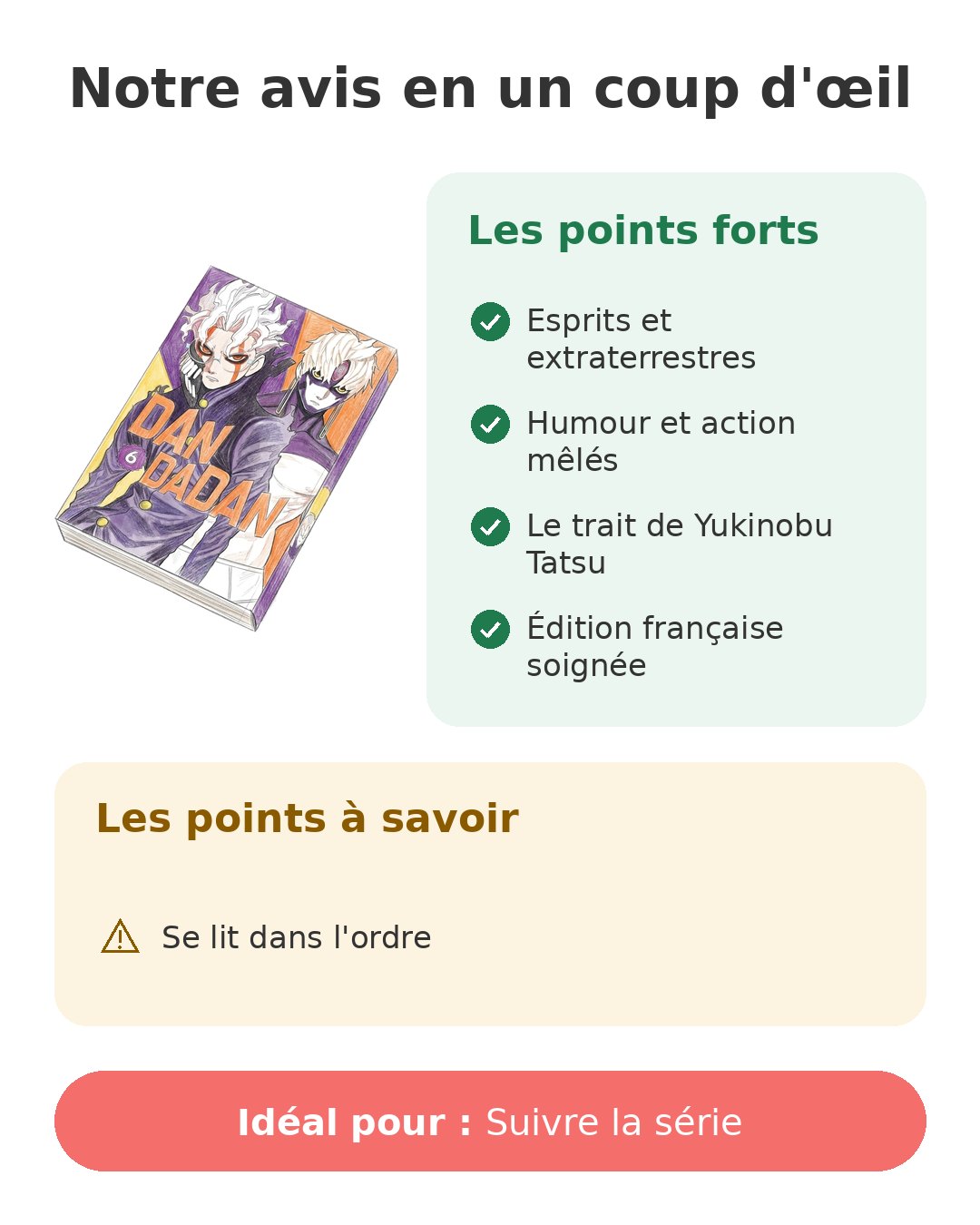 Notre avis en un coup d'œil sur Dandadan T6