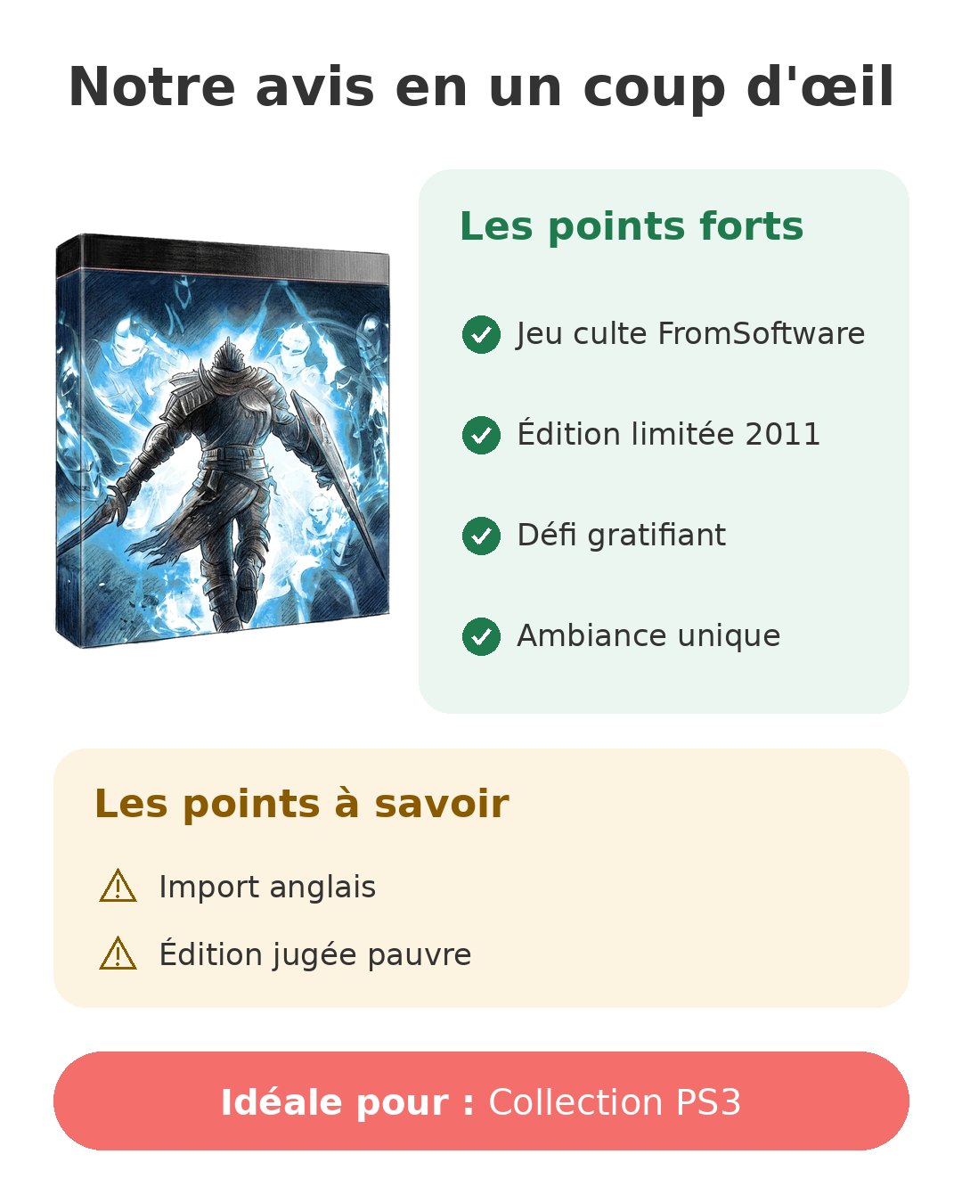 Notre avis en un coup d'œil sur Dark Souls PS3 limitée