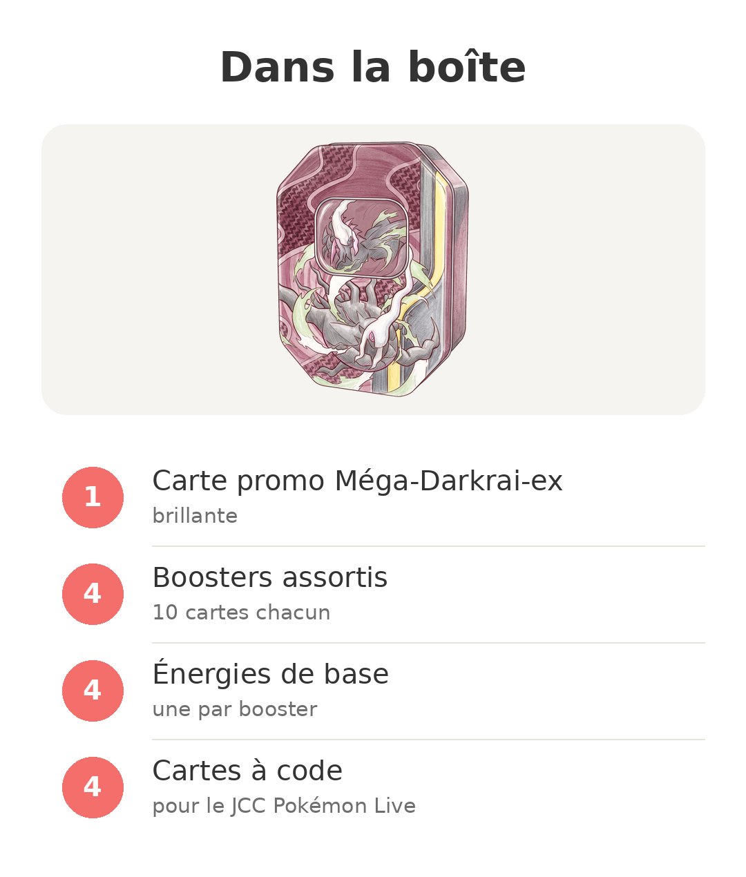 Contenu de la boîte : Boîte Méga-Darkrai-ex