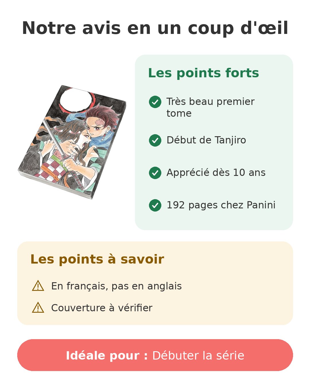 Notre avis en un coup d'œil sur Demon Slayer tome 1