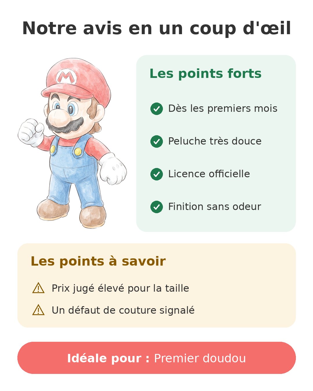 Notre avis en un coup d'œil sur Peluche Mario 20 cm