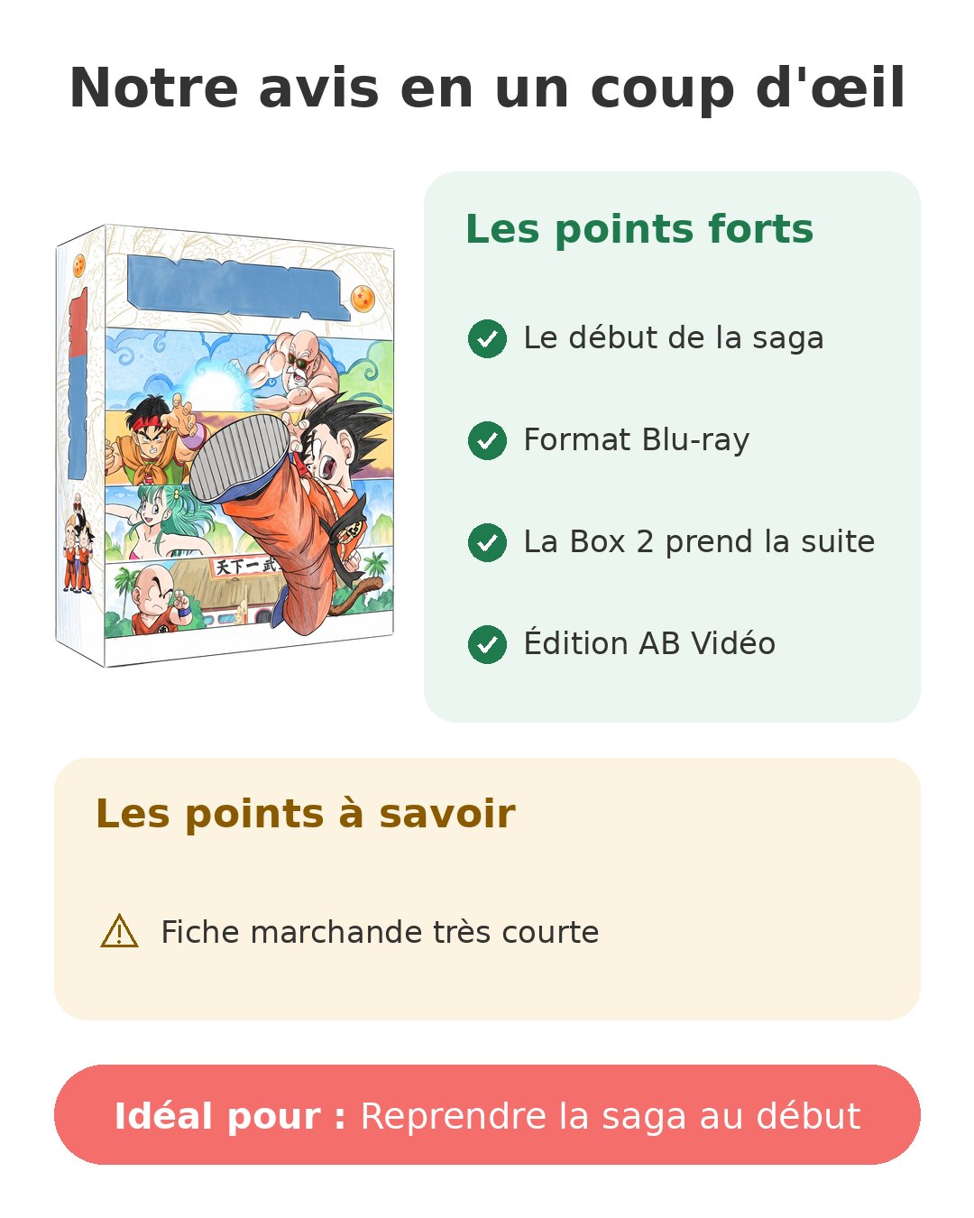 Notre avis en un coup d'œil sur Dragon Ball Box 1