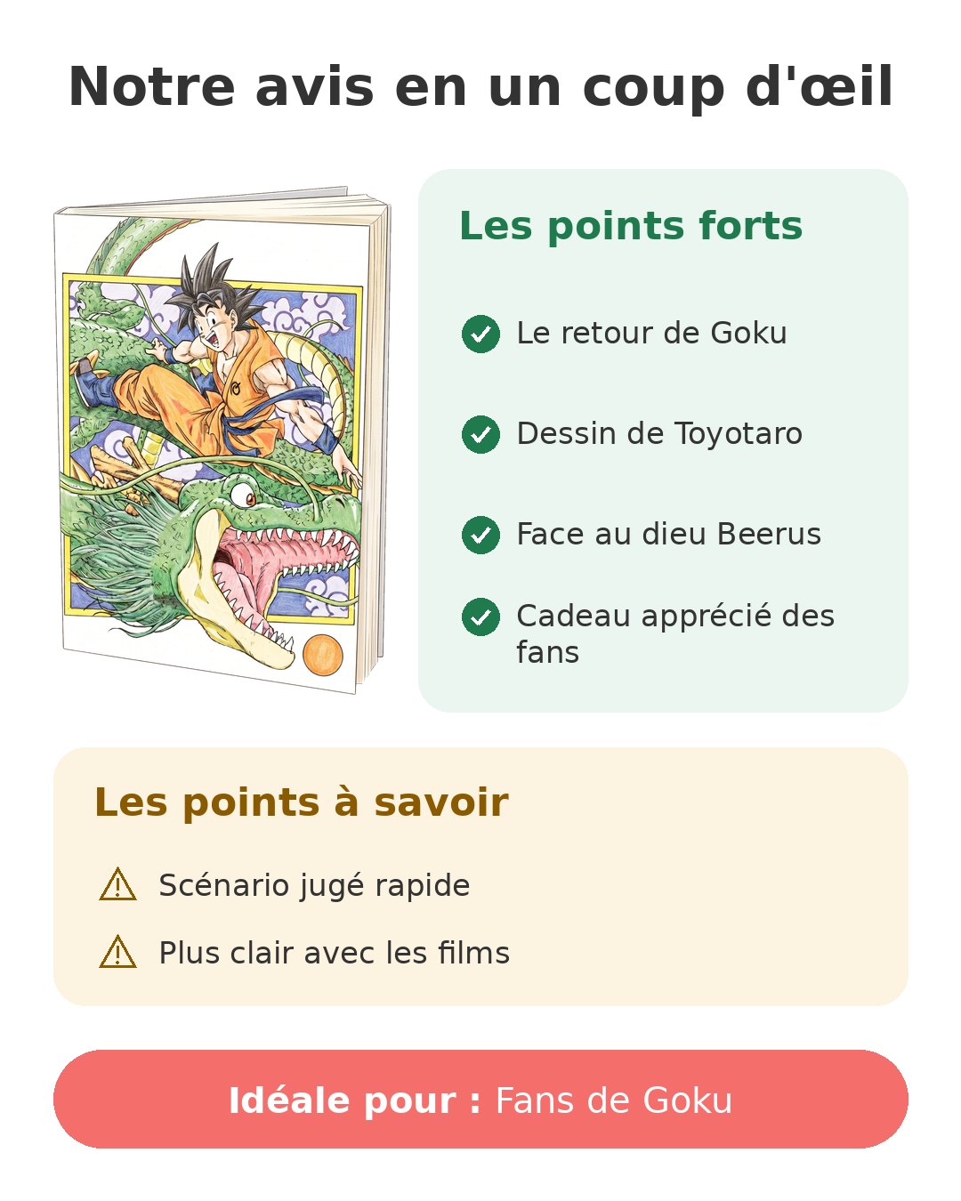 Notre avis en un coup d'œil sur Dragon Ball Super T1