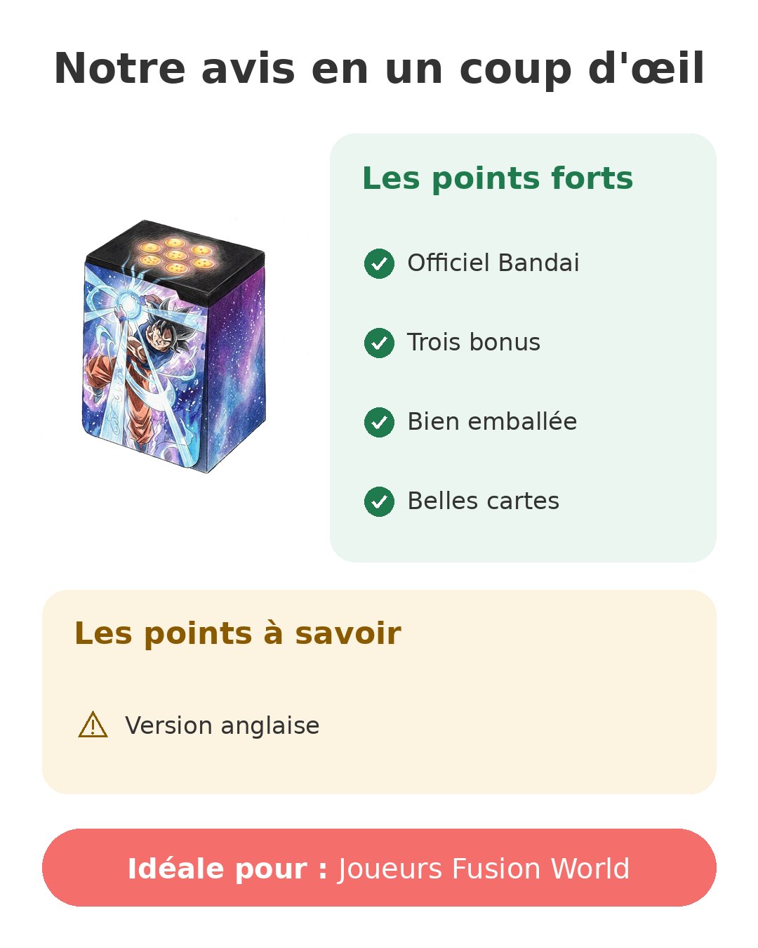 Notre avis en un coup d'œil sur Deck box Ultra Limit
